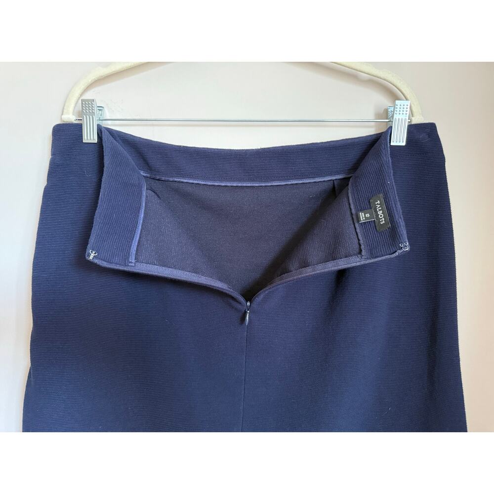 Talbots Navy Textured Cotton Blend Skirt Womens Size 12 Coastal Office Capsule - Picture 3 of 5